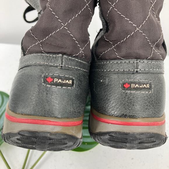 Pajar Canada Black Red Leather Faux Fur Lined Lace Up Waterproof Duck Snow Boots - Picture 10 of 10